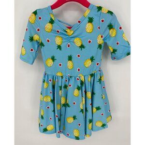 Dotdotsmile Girls Size 12/24 Months Blue with Yellow Pineapples Dress New With T